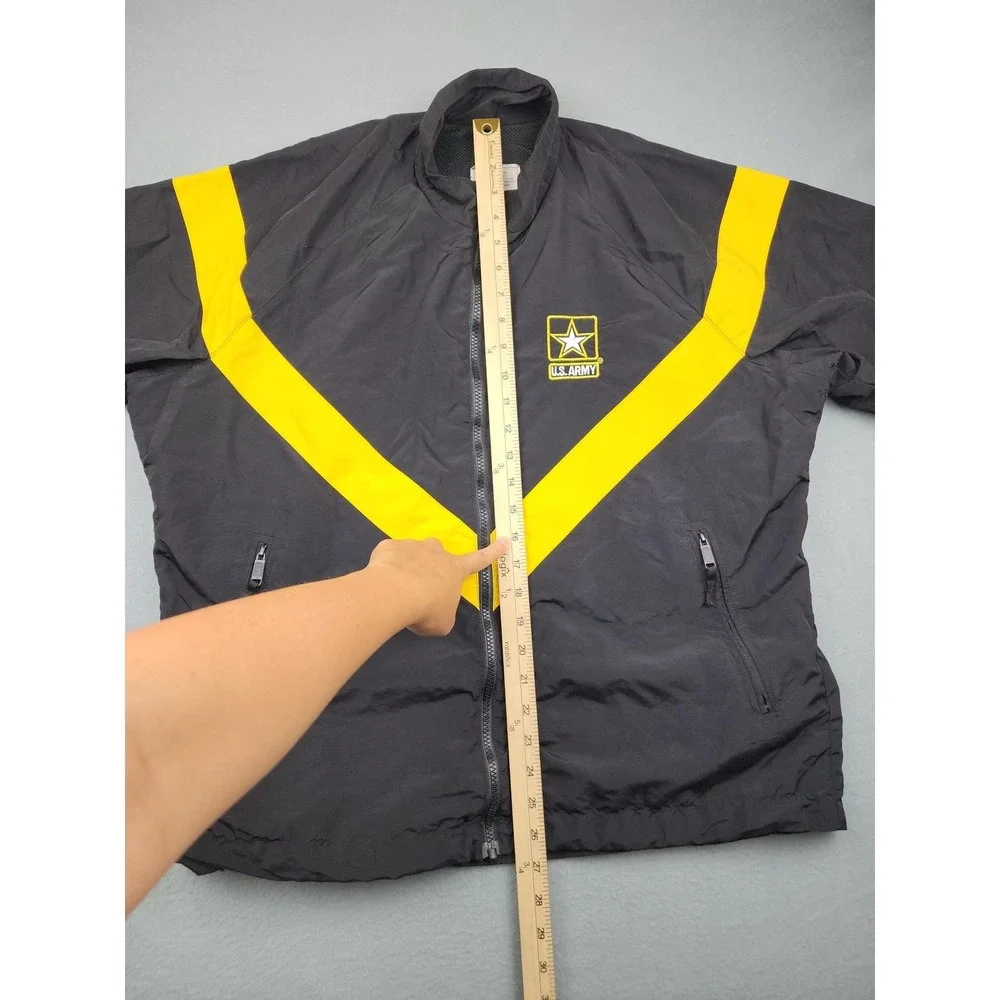 US Army Jacket Mens Medium Black APFU Physical Fitness Zip Nylon PT Uniform - Picture 5 of 8
